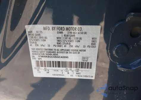 2025 Ford Explorer St z USA, uszkodzony, nr VIN 1FMWK8GC6SGC42090